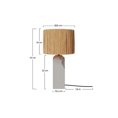 Lampe En Raphia Et Socle En Béton - Mya