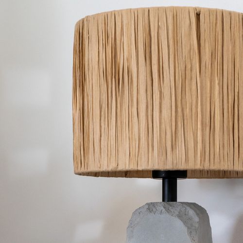 Lampe En Raphia Et Socle En Béton - Mya