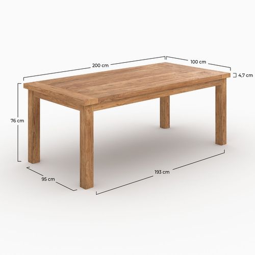 Table Rectangulaire En Bois De Teck Recyclé 200cm 8 Personnes - Mémo