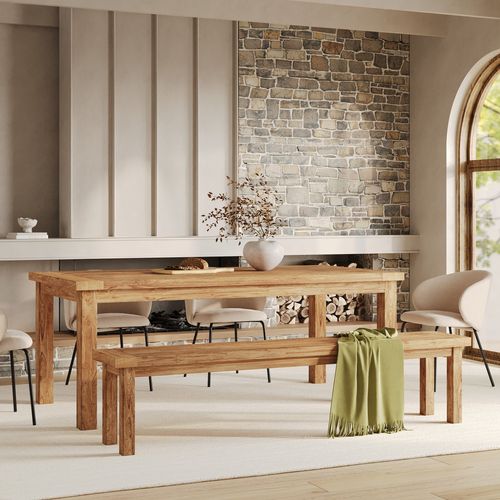 Table Rectangulaire En Bois De Teck Recyclé 200cm 8 Personnes - Mémo