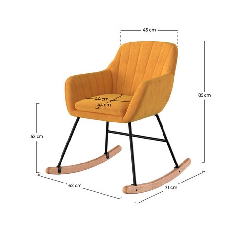 Rocking-chair En Velours Jaune - Isola