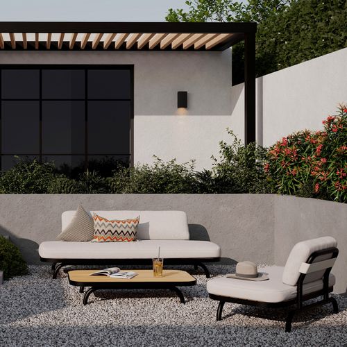 Table Basse De Jardin En Bois D'acacia Et Pieds En Métal Noir - Samba