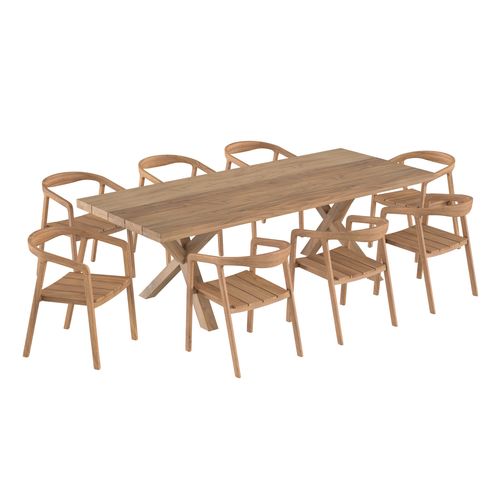 Table Et Chaises De Jardin 8 Personnes En Teck Massif - Soraya