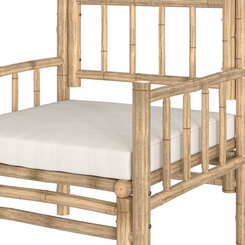 Salon De Jardin En Bambou Avec Canapé, Fauteuil Et Table Basse - Vadella