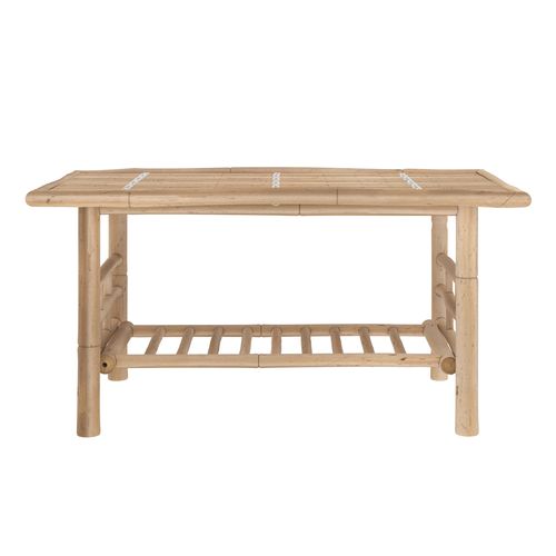 Salon De Jardin En Bambou Avec Un Canapé D'angle Et Une Table Basse - Vadella