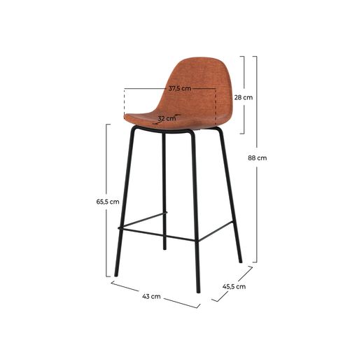 Lot De 2 Chaises Pour Îlot Central En Tissu Terracotta 65,5 Cm - Henrik