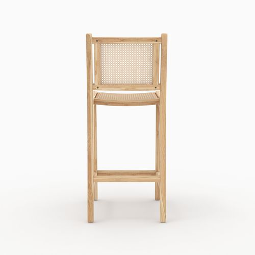 Lot De 2 Chaises Pour Îlot Central En Teck Et Cannage Rotin 66,5 Cm - Kyla