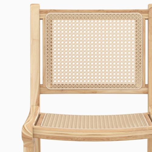 Lot De 2 Chaises Pour Îlot Central En Teck Et Cannage Rotin 66,5 Cm - Kyla