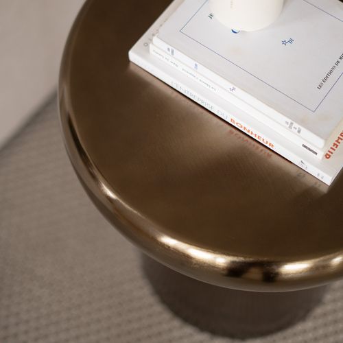 Table D'appoint Ronde En Métal Doré D40 Cm - Anouk