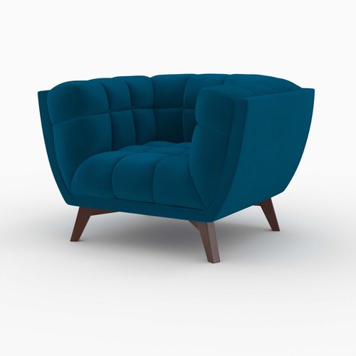 Ensemble Canapé Et Fauteuil En Velours Bleu 3 Places - Mona