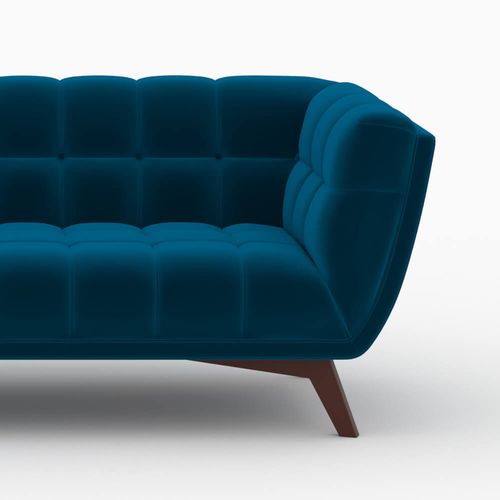 Ensemble Canapés En Velours Bleu 5 Places - Mona