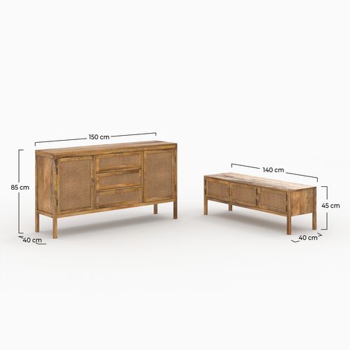 Ensemble Buffet Et Meuble TV En Bois - Tiki