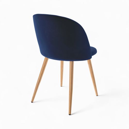 Pack 4 Chaises En Velours Bleu Foncé Et Bleu - Cozy