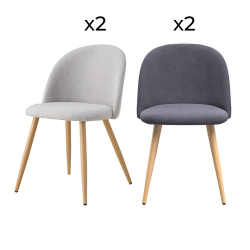 Pack 4 Chaises En Tissu Gris Foncé Et Gris Clair - Cozy