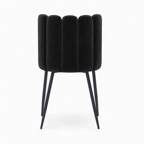 Table Et Chaises 4 Personnes En Velours Et Bois Noir - Oman