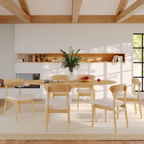 Table Et Chaises En Bois Clair 6 Personnes - Eddy