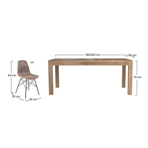 Table Et Chaises De Jardin 8 Personnes En Bois Et Résine Tressée - Tiptur
