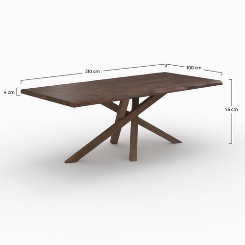Table Rectangulaire En Bois D'hévéa Massif Foncé 8 Personnes - Robin