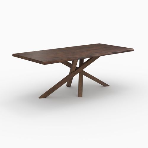 Table Rectangulaire En Bois D'hévéa Massif Foncé 8 Personnes - Robin