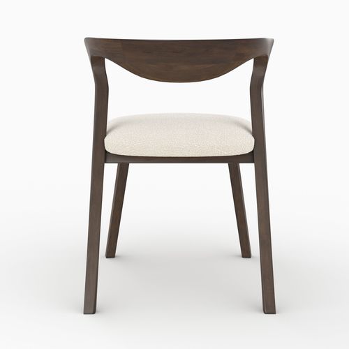 Chaise En Bois D'hévéa Foncé Et Tissu Bouclé Crème - Vega