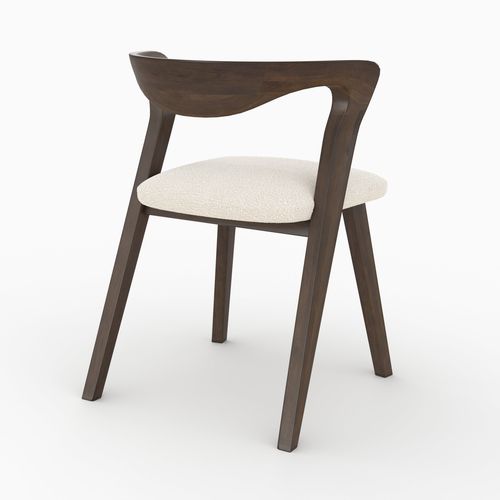 Chaise En Bois D'hévéa Foncé Et Tissu Bouclé Crème - Vega
