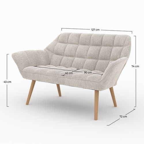 Canapé 2 Places En Tissu Gris Clair - Simba