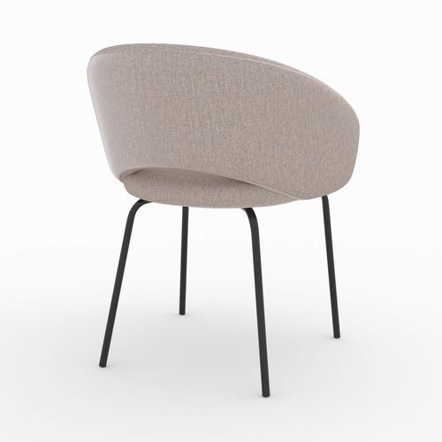 Chaise En Tissu Beige Chiné Et Pieds Noirs - Milly