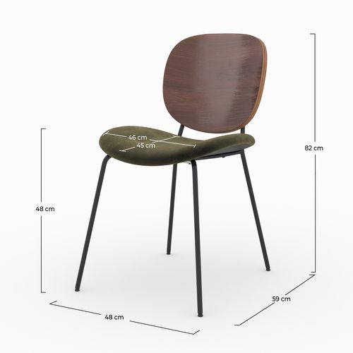 Lot De 2 Chaises En Velours Vert Kaki - Simone