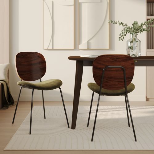 Lot De 2 Chaises En Velours Vert Kaki - Simone