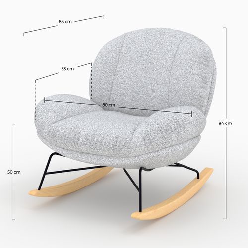 Rocking Chair En Tissu Bouclette Gris Chiné - Lenny