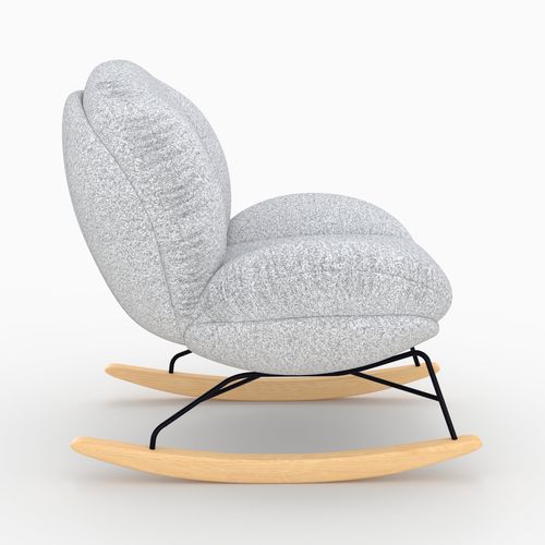 Rocking Chair En Tissu Bouclette Gris Chiné - Lenny