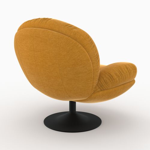 Fauteuil Pivotant En Tissu Effet Velours Jaune Moutarde - Ricci