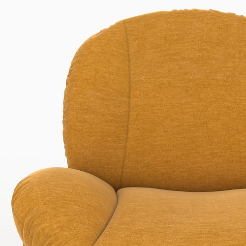 Fauteuil Pivotant En Tissu Effet Velours Jaune Moutarde - Ricci