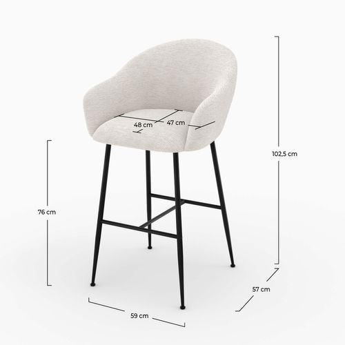 Chaise De Bar En Tissu Blanc Chiné 76 Cm - Socky