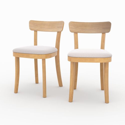 Lot De 2 Chaises En Bois Et Tissu Beige - Keno