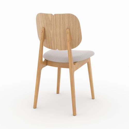 Lot De 2 Chaises En Bois Clair Et Tissu Beige - Clyde