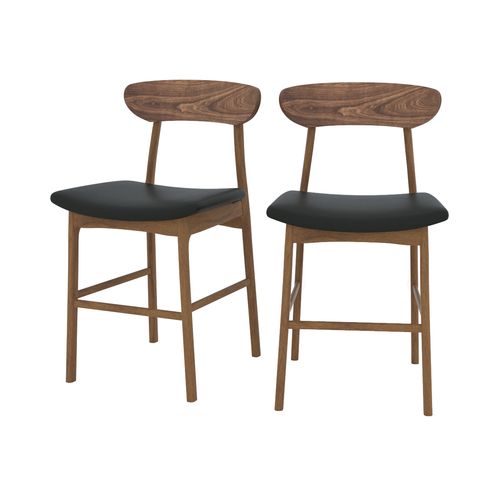 Lot De 2 Chaises Pour Îlot Central En Cuir Synthétique Noir 66 Cm - Lana