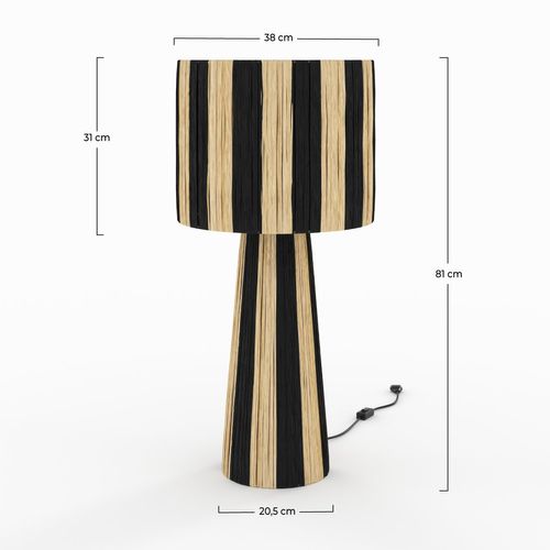 Grande Lampe Rayée Noire En Feuille De Palmier - Soléa