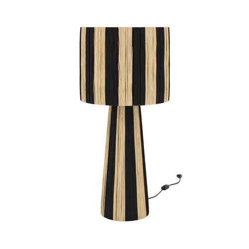 Grande Lampe Rayée Noire En Feuille De Palmier - Soléa
