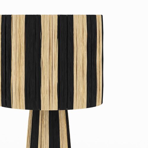 Grande Lampe Rayée Noire En Feuille De Palmier - Soléa