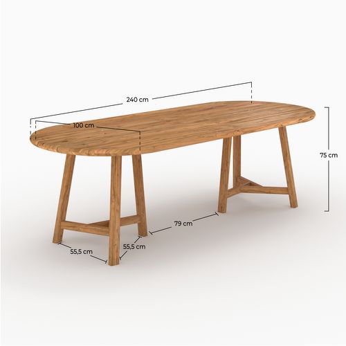 Table De Jardin Ovale En Bois De Teck Recyclé 10 Personnes - Bora