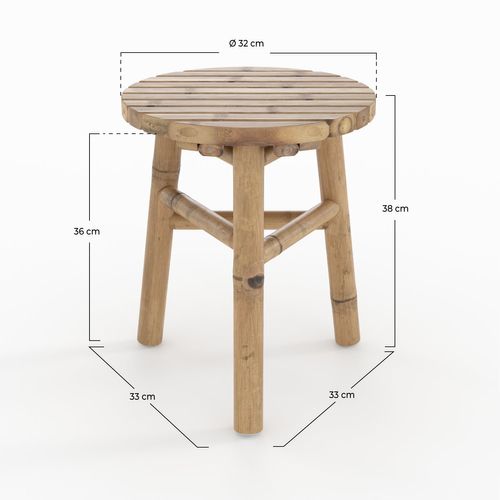 Tabouret De Jardin En Bambou H38 Cm - Eli