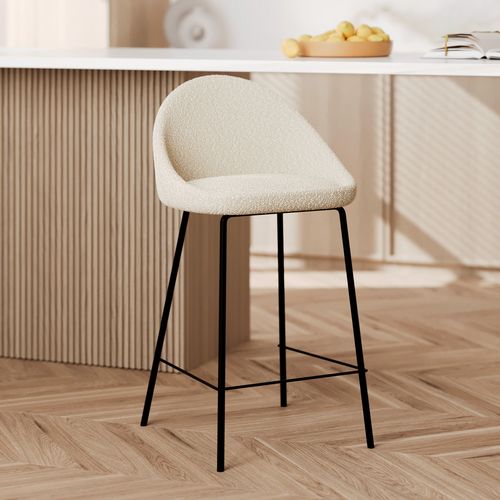 Chaise Pour Îlot Central Effet Laine Bouclette Blanche 65 Cm - Misty