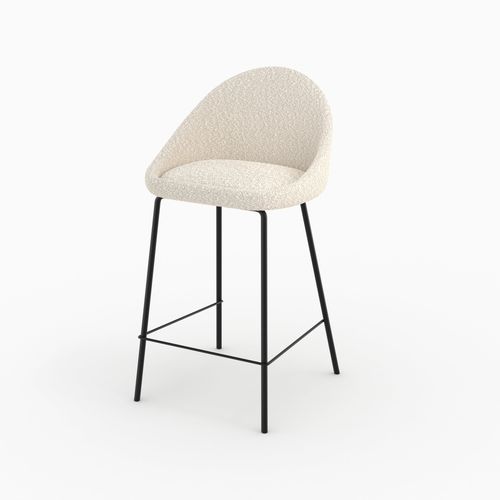 Chaise Pour Îlot Central Effet Laine Bouclette Blanche 65 Cm - Misty