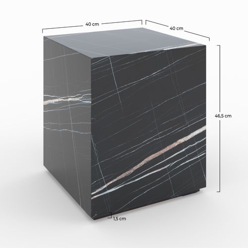 Table D'appoint Effet Marbre Noire - Lison