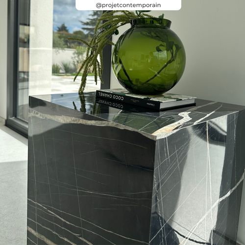 Table D'appoint Effet Marbre Noire - Lison
