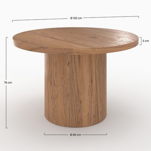Table Ronde En Bois D'orme 4 Personnes - Gaston