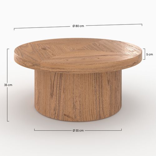 Table Basse Ronde En Bois D'orme D80 Cm - Garance