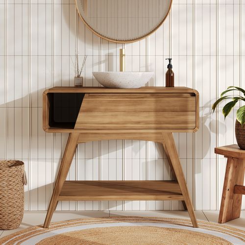 Meuble De Salle De Bain En Bois De Teck 90 Cm - Kafa