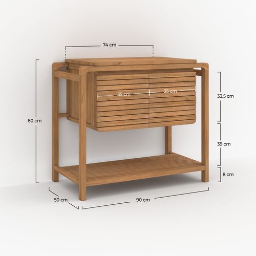 Meuble De Salle De Bain En Bois De Teck 90 Cm - Lucette